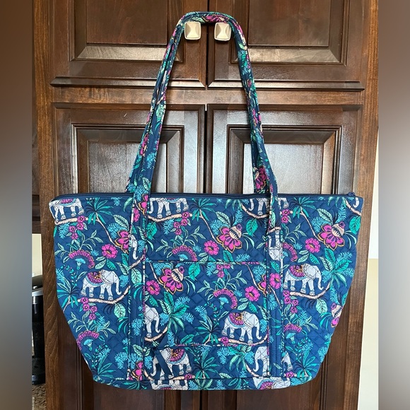NWT Vera Bradley Miller Travel Bag Tote Trolley Sleeve ~ Kerala Elephants - Picture 2 of 8